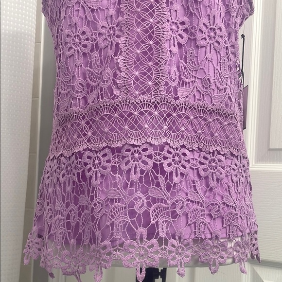 Laundry By Shelli Segal Purple Lace Sleeveless Blouse. Fitted Sz S - Picture 3 of 10